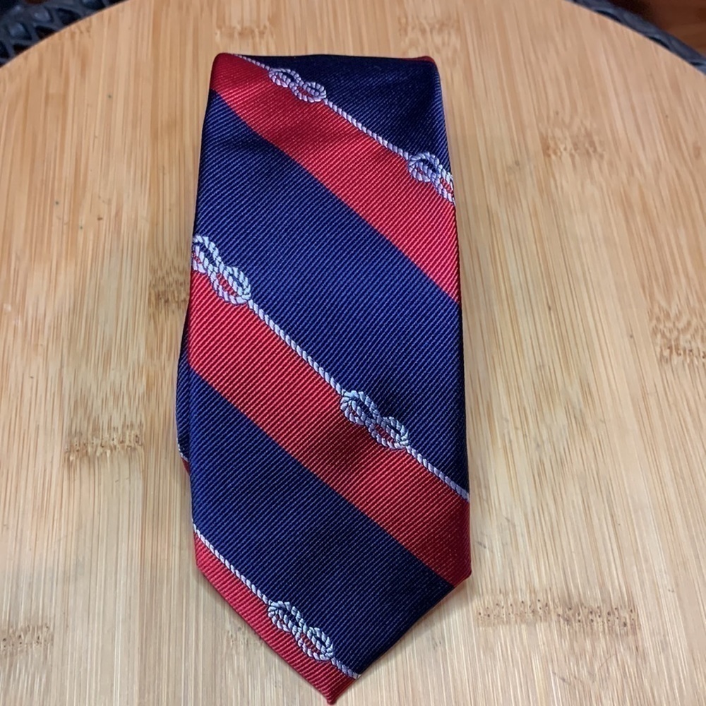 Tommy Hilfiger || NWT Navy Red Rope Print Striped Silk Tie